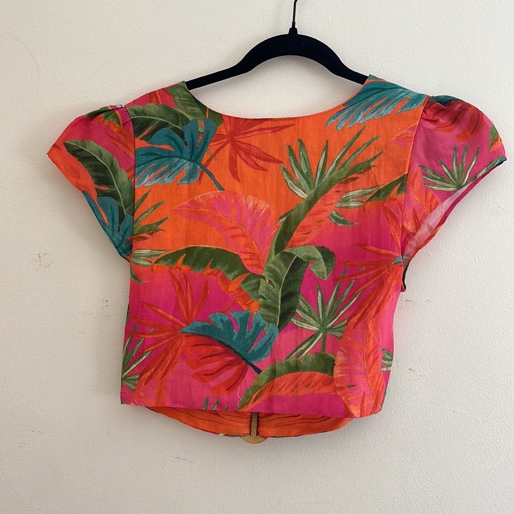 FARM Rio Tropical Print Short Sleeve Top - Pink, Orange, Green - Picture 4 of 7